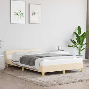 Cadru de pat fără saltea, crem, 120x200 cm, textil