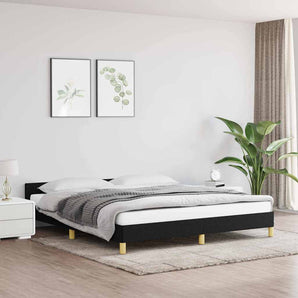 Cadru de pat fără saltea, negru, 180x200 cm, textil