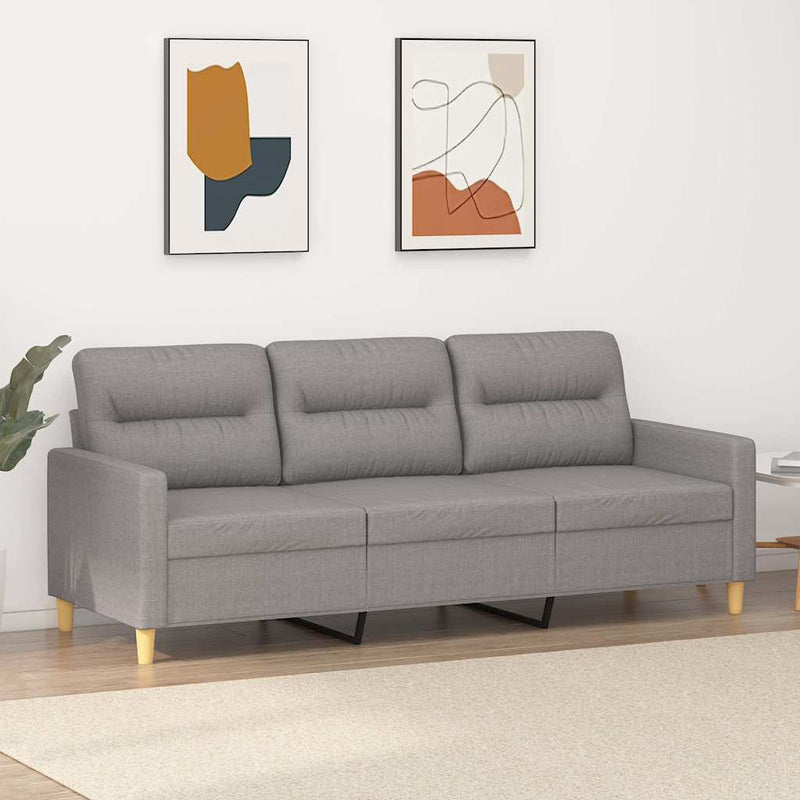 Canapea cu 3 locuri, gri deschis, material 180CM textil