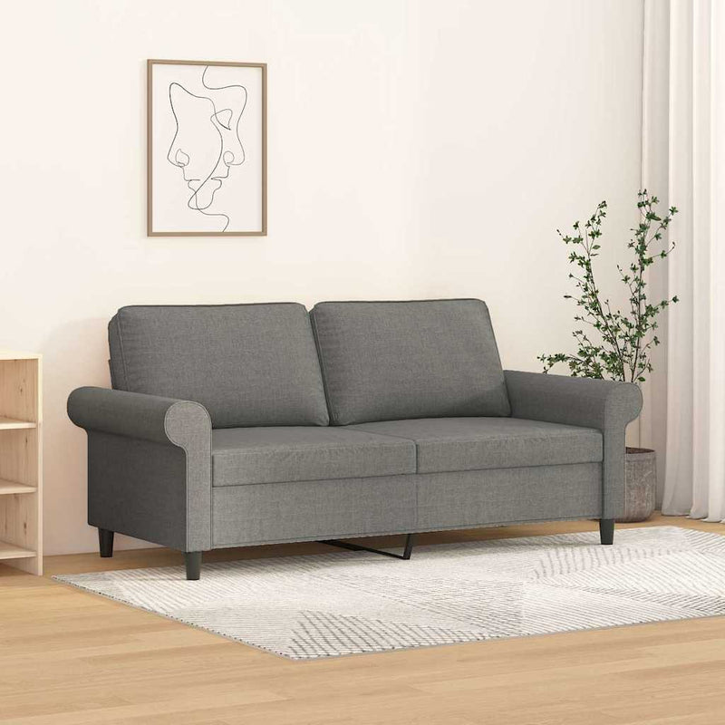 Canapea cu 2 locuri, gri închis, 140 cm, material textil