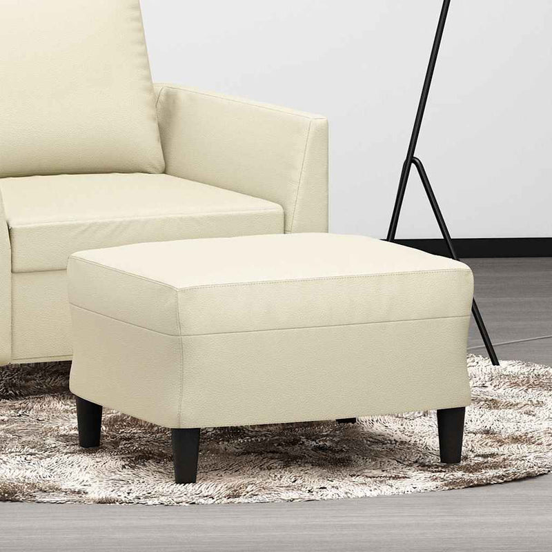 Taburet, crem, 60x50x41 cm, piele ecologică