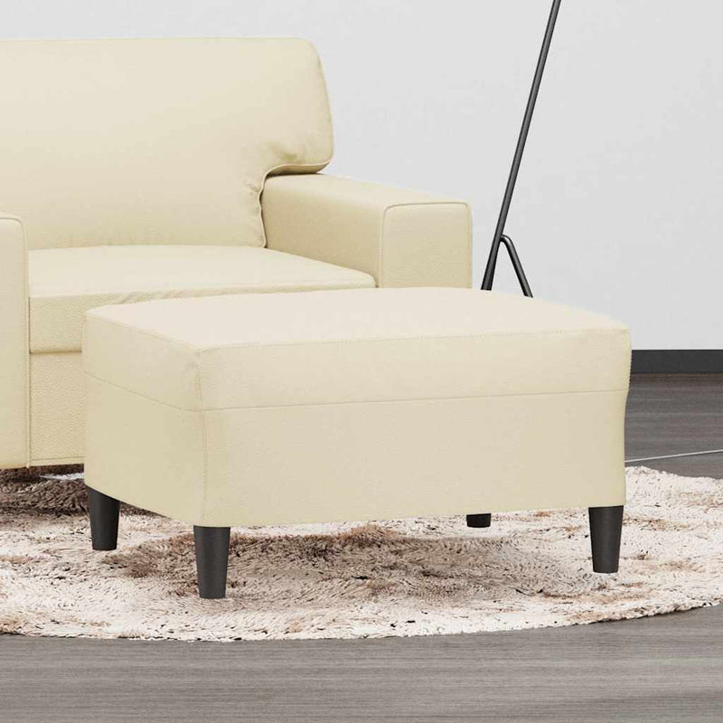 Taburet, crem, 70x55x41 cm, piele ecologică