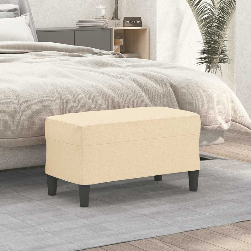 Bancă, crem, 70x35x41 cm, textil