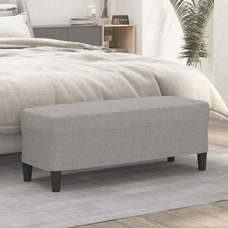 Bancă, gri deschis, 100x35x41 cm, textil