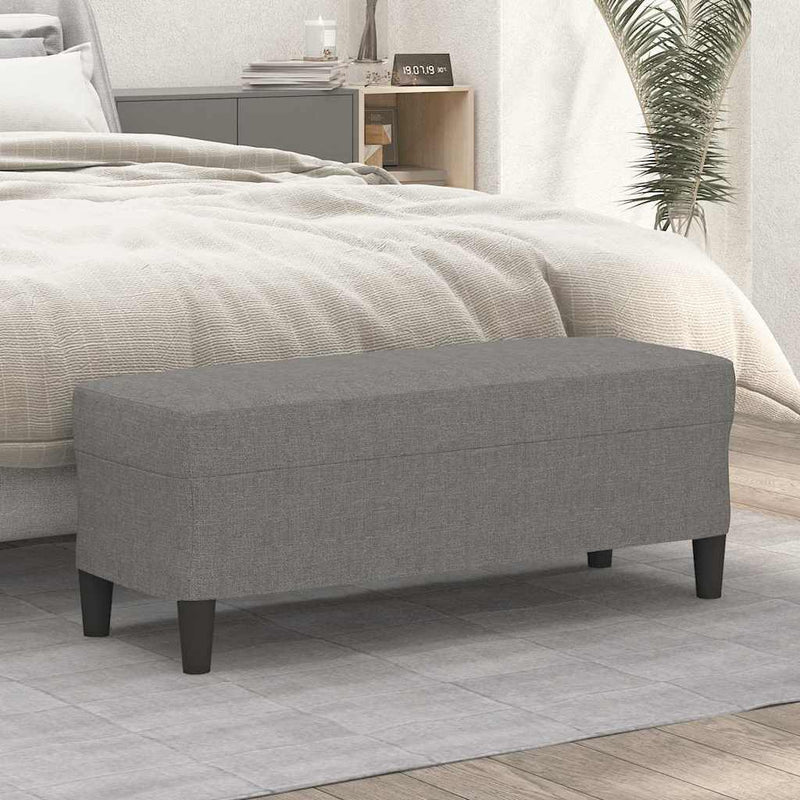 Bancă, gri închis, 100x35x41 cm, textil