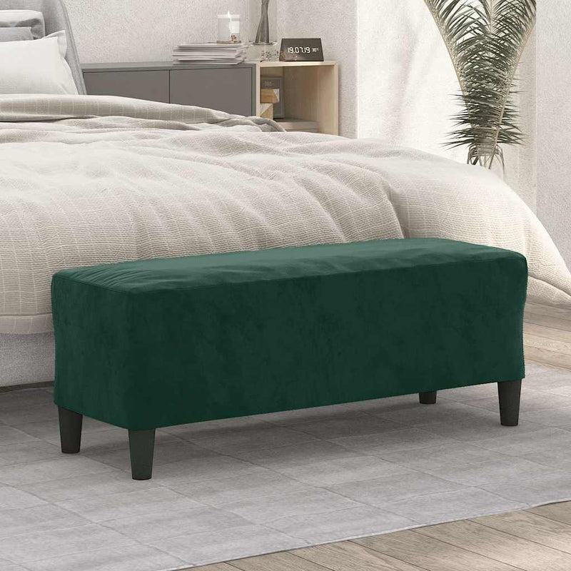 Bancă, verde închis, 100x35x41 cm, catifea