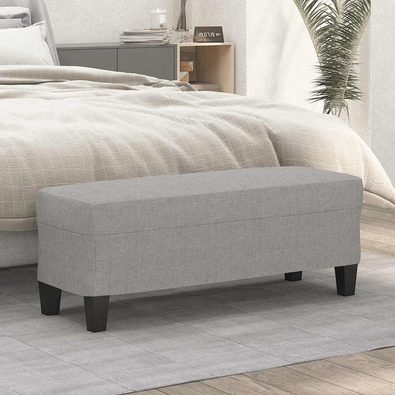 Bancă, gri deschis, 100x35x41 cm, textil