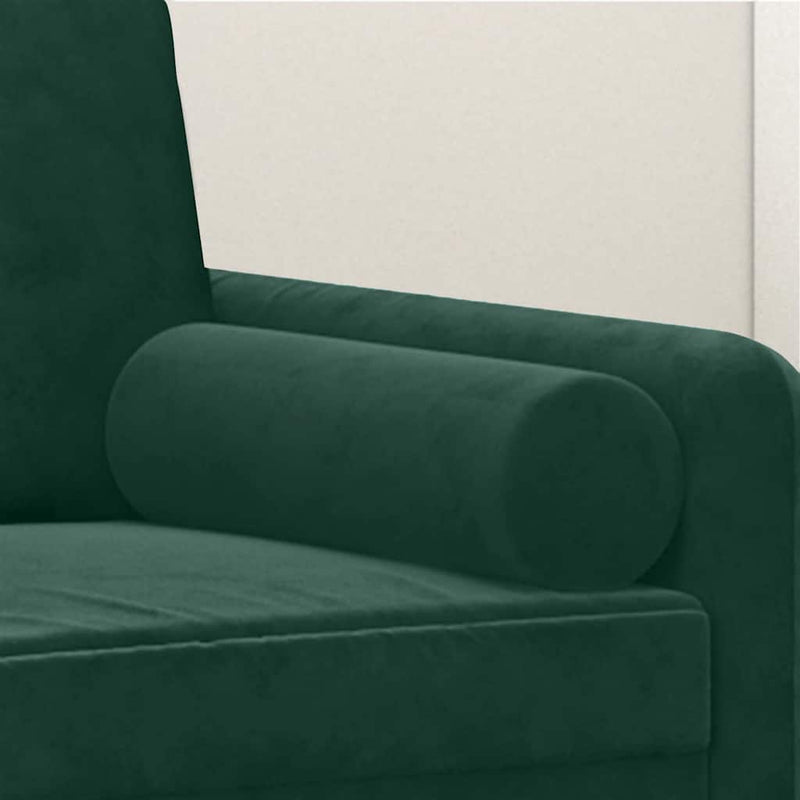 Perne decorative, 2 buc., verde închis, Ø15x50 cm, catifea