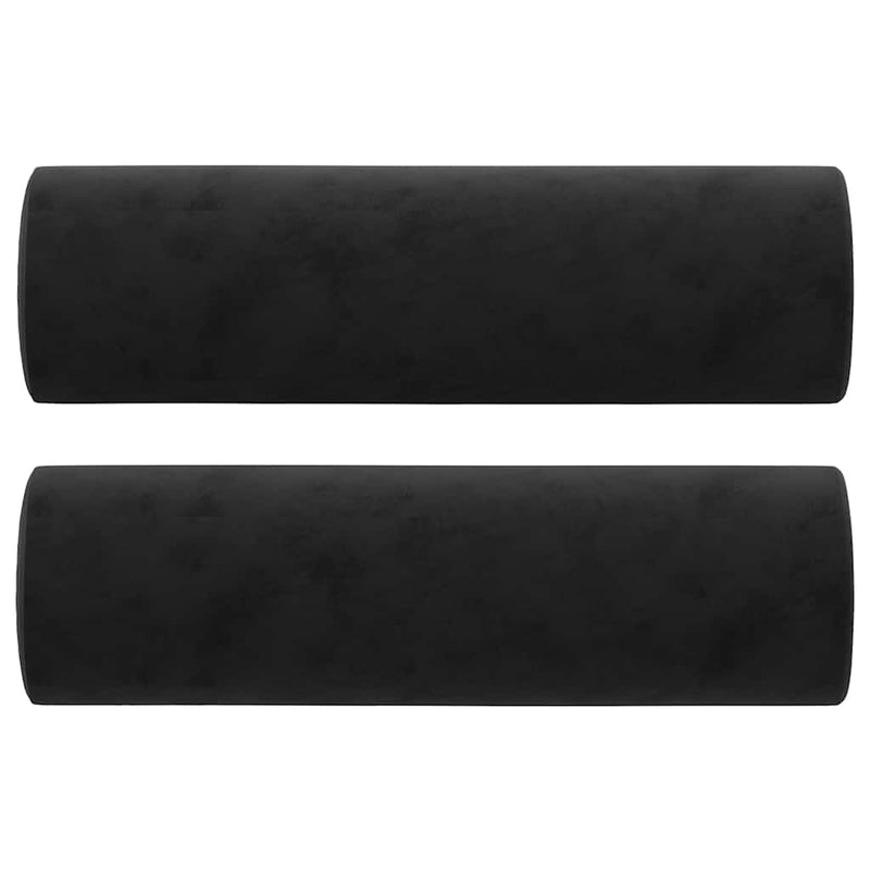 Perne decorative, 2 buc., negru, Ø15x50 cm, catifea