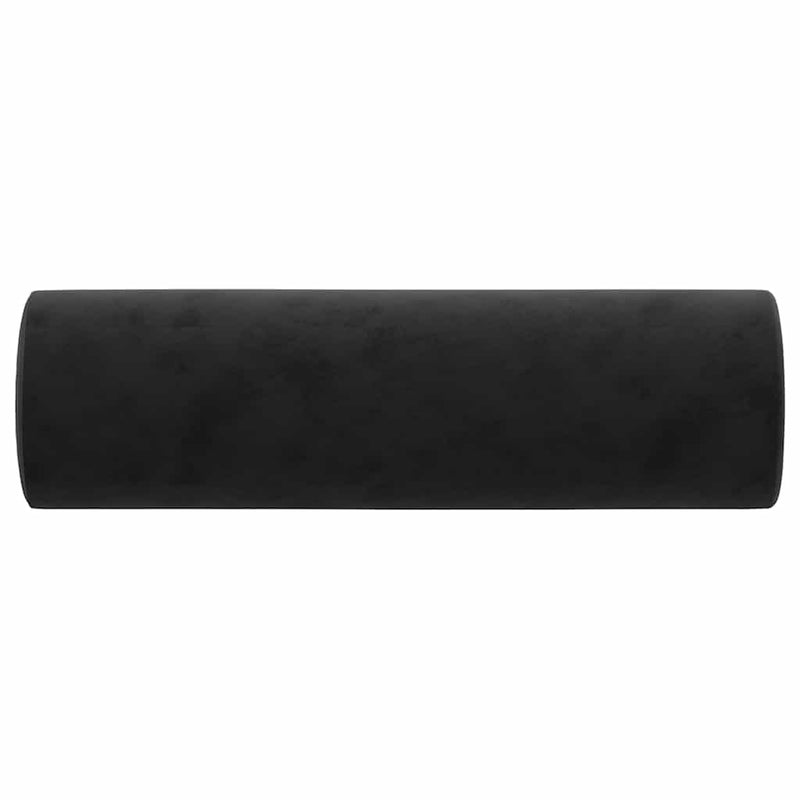 Perne decorative, 2 buc., negru, Ø15x50 cm, catifea