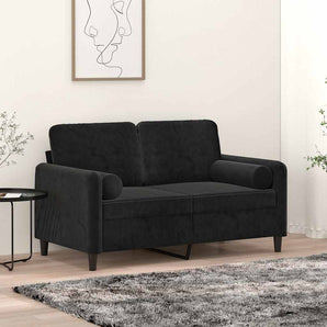 Perne decorative, 2 buc., negru, Ø15x50 cm, catifea