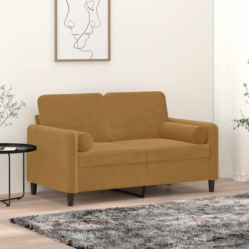 Perne decorative, 2 buc., maro, Ø15x50 cm, catifea