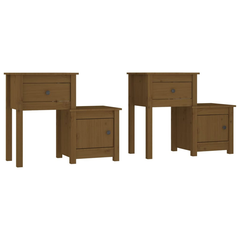 Noptiere, 2 buc., maro miere, 79,5x38x65,5 cm lemn masiv de pin