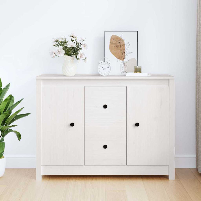 Servantă, alb, 100x35x74 cm, lemn masiv de pin