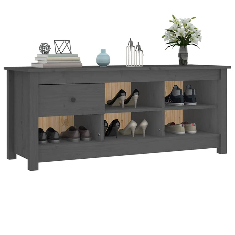 Dulap pentru pantofi, gri, 110x38x45,5 cm, lemn masiv pin