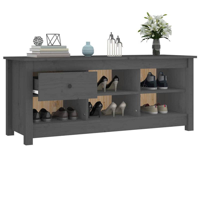 Dulap pentru pantofi, gri, 110x38x45,5 cm, lemn masiv pin