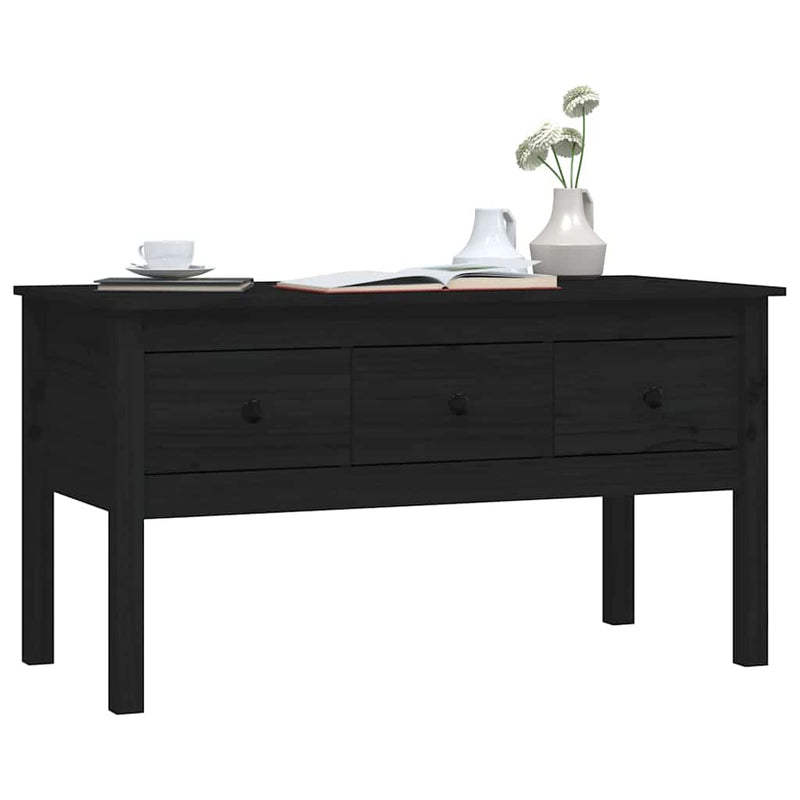 Măsuță de cafea, negru, 102x49x55 cm, lemn masiv de pin