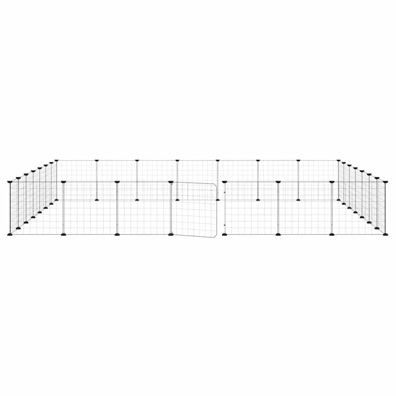 Cușcă animale de companie cu ușă 28 panouri negru 245x245x35 cm oțel