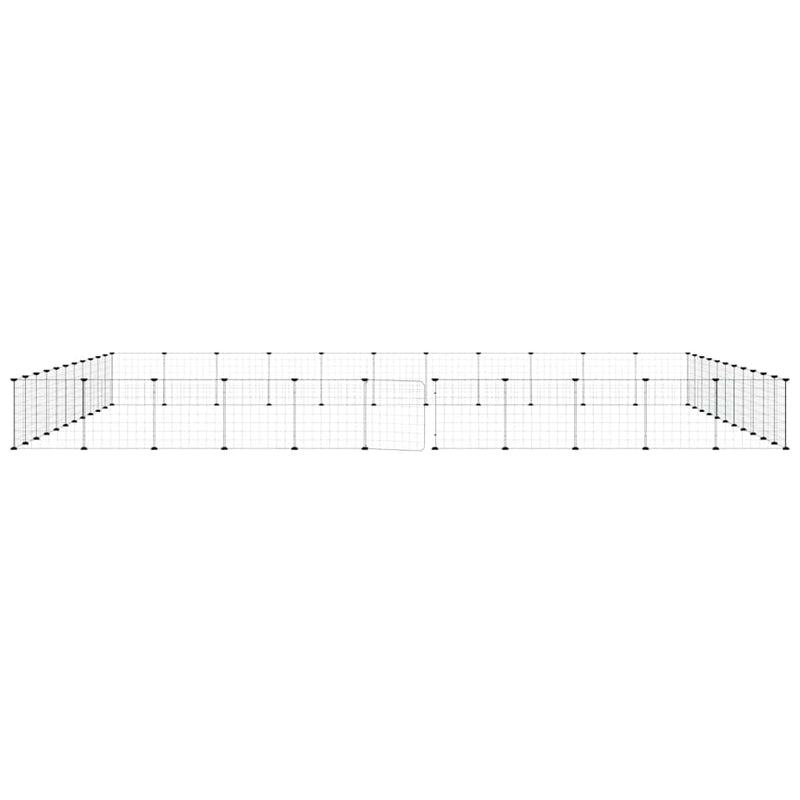 Cușcă animale de companie cu ușă 44 panouri negru 385x385x35 cm oțel