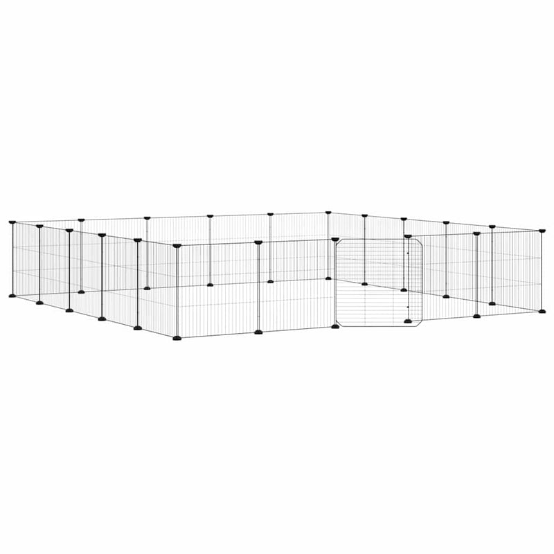 Cușcă animale de companie cu ușă 20 panouri negru 35x35 cm oțel
