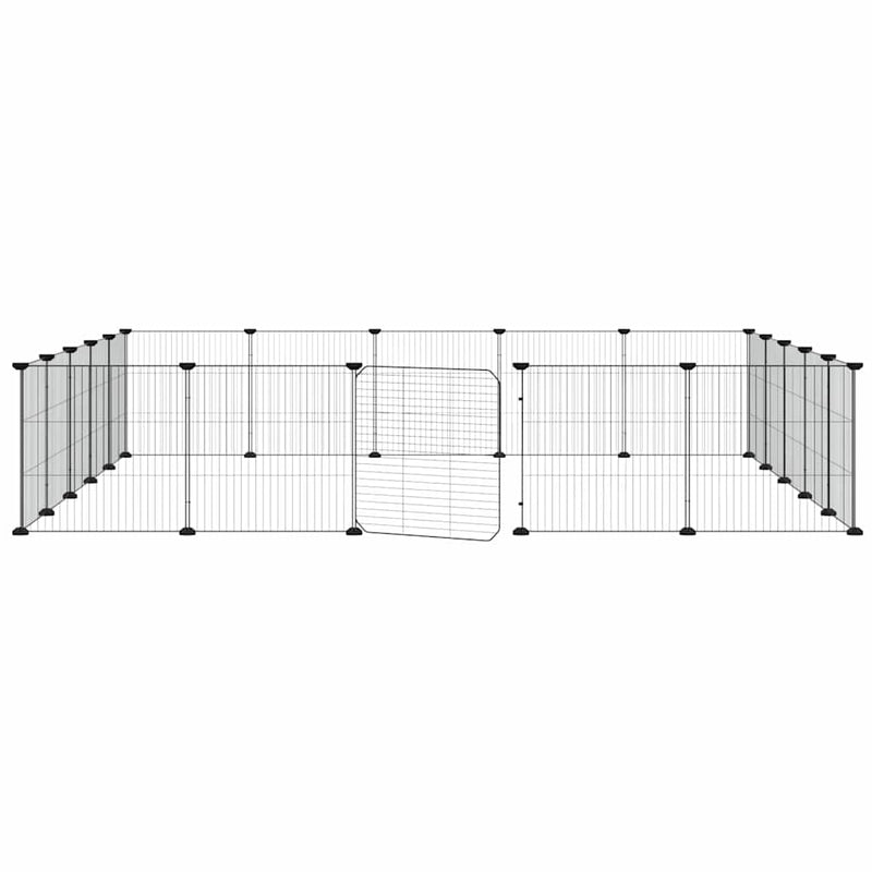 Cușcă animale de companie cu ușă 20 panouri negru 35x35 cm oțel