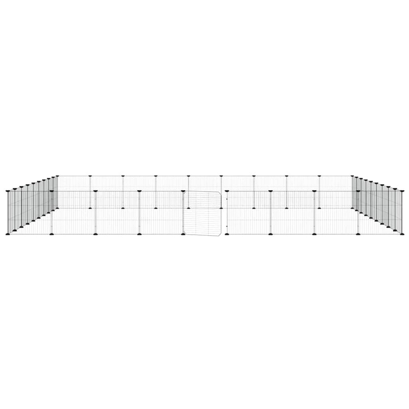 Cușcă animale de companie cu ușă 36 panouri negru 315x315x35 cm oțel