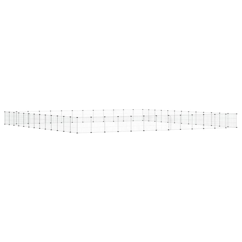 Cușcă animale de companie cu ușă 52 panouri negru 455x455x35 cm oțel