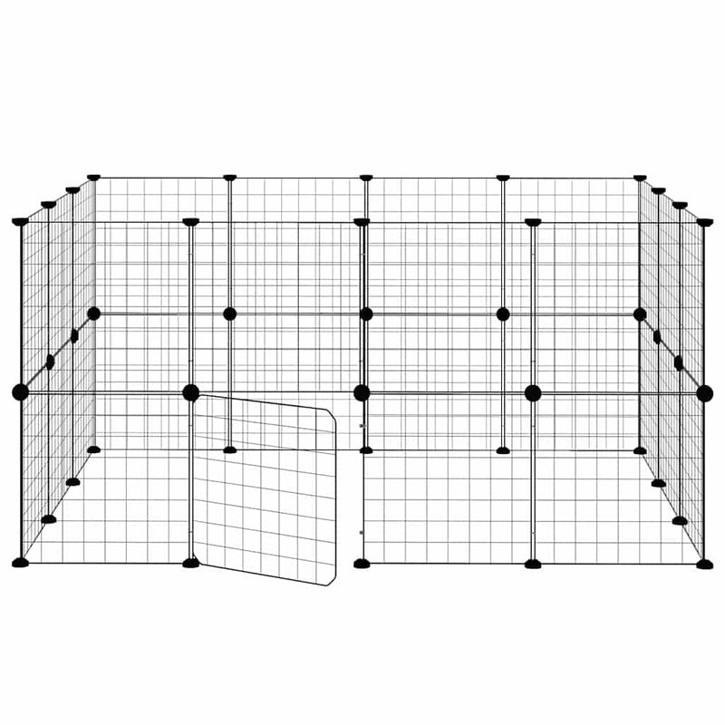 Cușcă animale de companie cu ușă 28 panouri negru 140x105x70 cm oțel