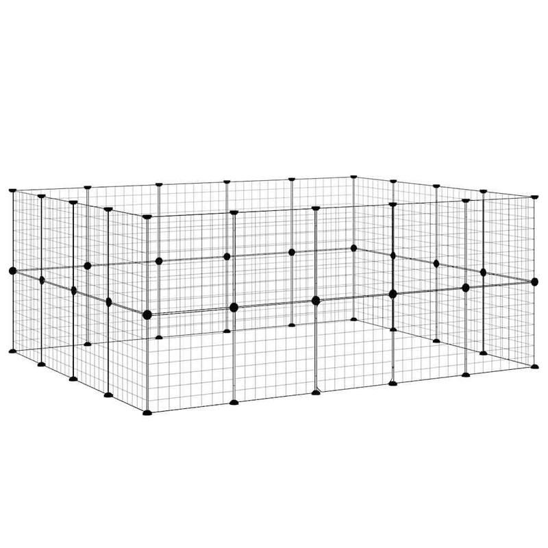 Cușcă animale de companie cu ușă 36 panouri negru 175x140x70 cm oțel