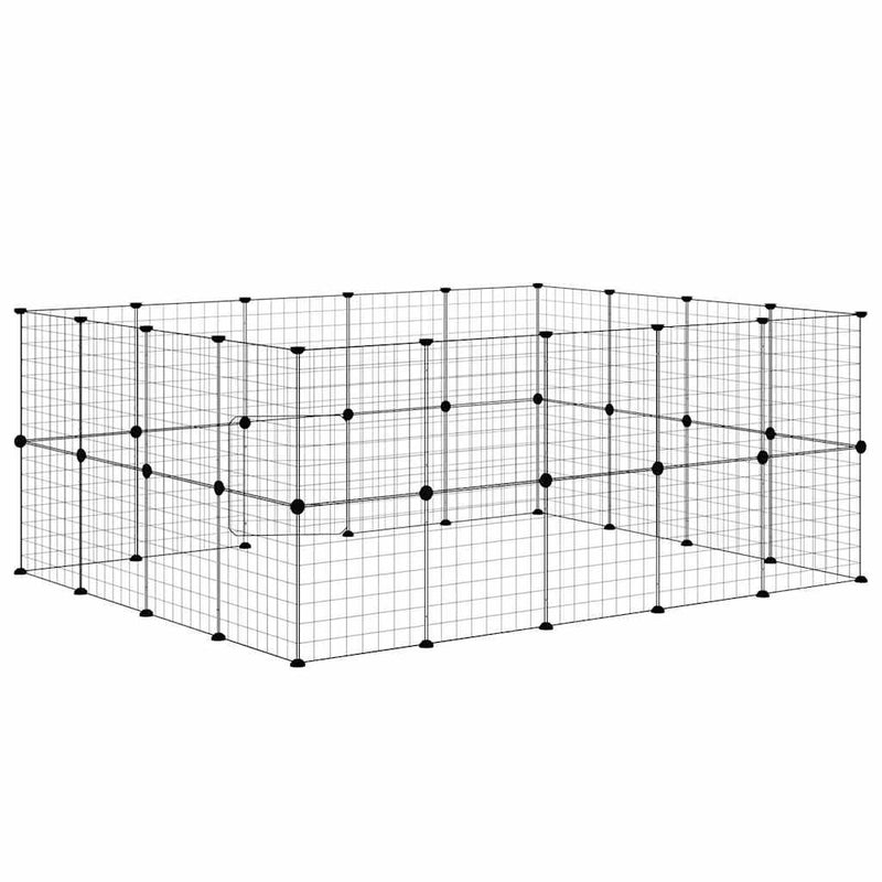 Cușcă animale de companie cu ușă 36 panouri negru 175x140x70 cm oțel