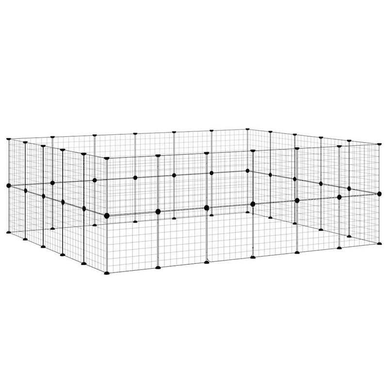 Cușcă animale de companie cu ușă 44 panouri negru 210x175x70 cm oțel