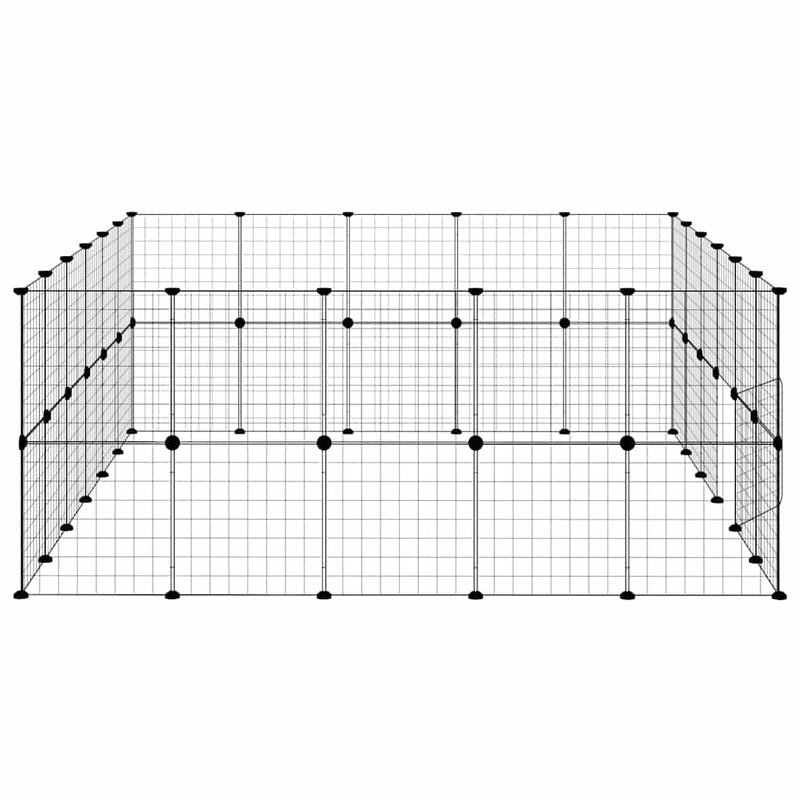 Cușcă animale de companie cu ușă 44 panouri negru 210x175x70 cm oțel