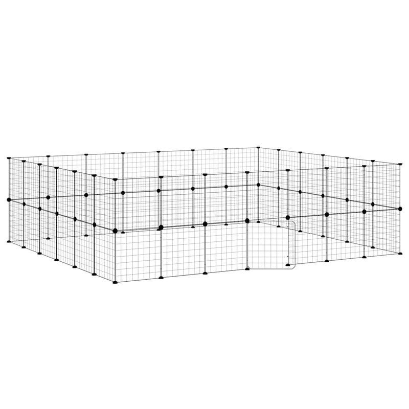 Cușcă animale de companie cu ușă 52 panouri negru 35x35 cm oțel