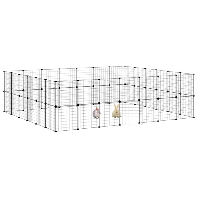 Cușcă animale de companie cu ușă 52 panouri negru 35x35 cm oțel