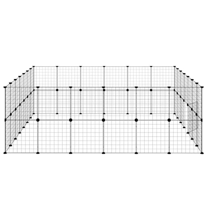 Cușcă animale de companie cu ușă 52 panouri negru 35x35 cm oțel