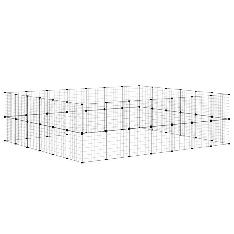 Cușcă animale de companie cu ușă 52 panouri negru 35x35 cm oțel