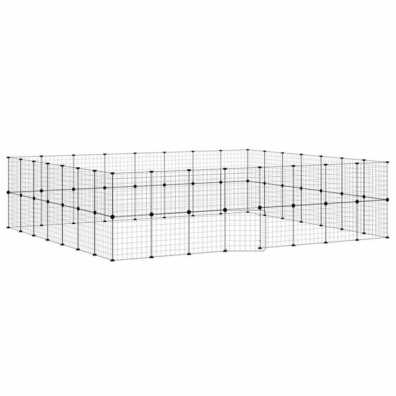 Cușcă animale de companie cu ușă 60 panouri negru 35x35 cm oțel