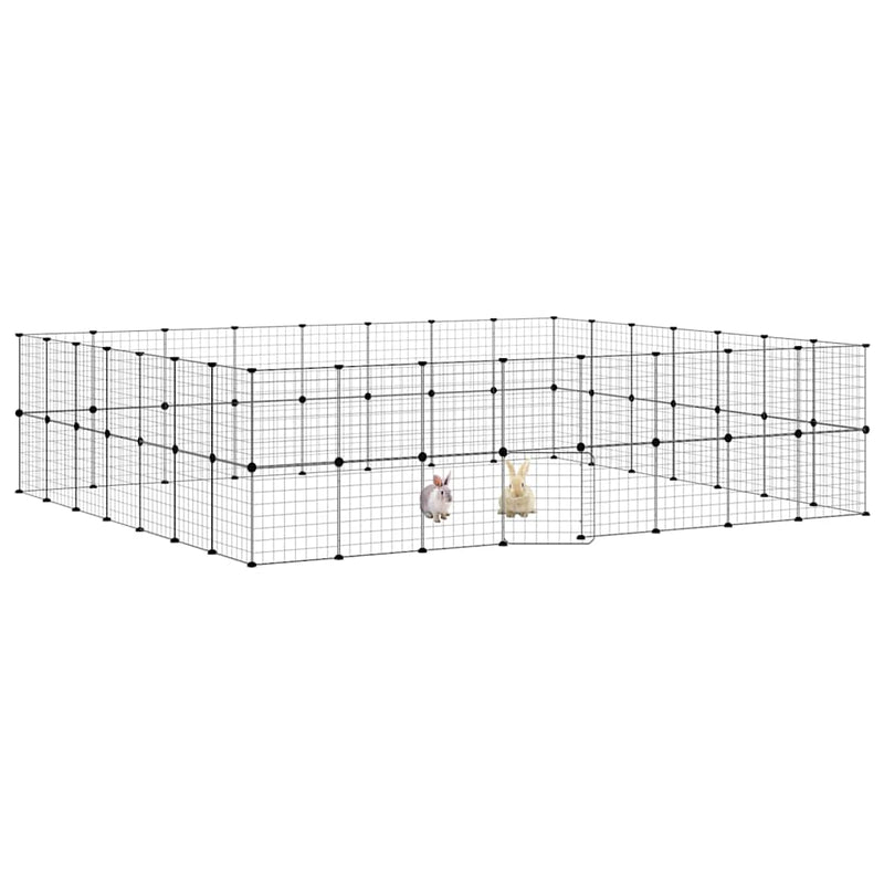 Cușcă animale de companie cu ușă 60 panouri negru 35x35 cm oțel