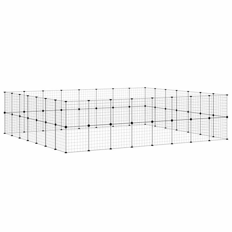 Cușcă animale de companie cu ușă 60 panouri negru 35x35 cm oțel