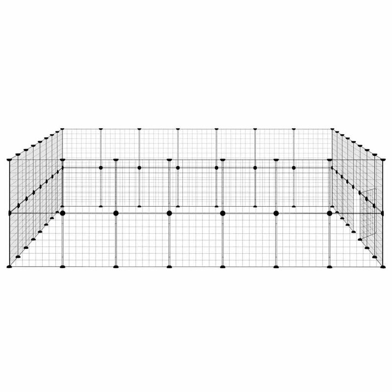 Cușcă animale de companie cu ușă 60 panouri negru 35x35 cm oțel