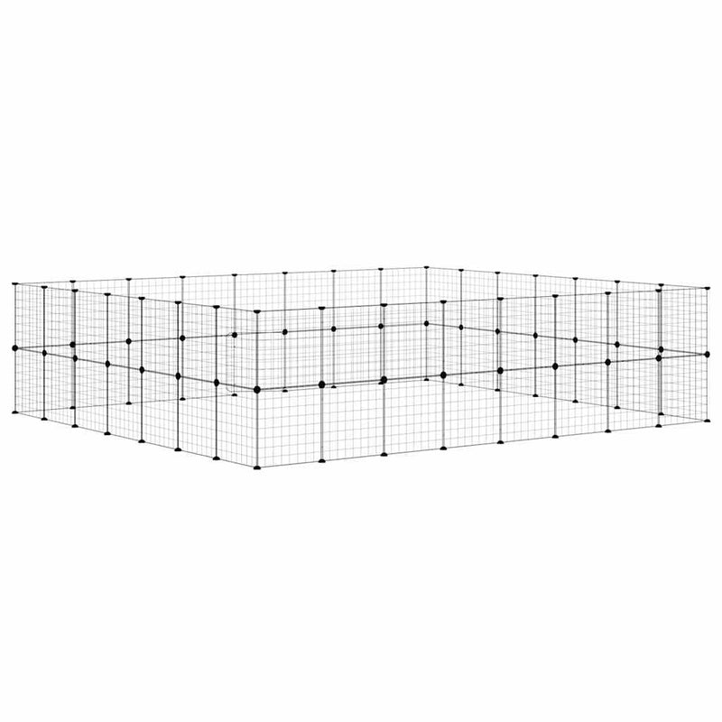 Cușcă animale de companie cu ușă 60 panouri negru 35x35 cm oțel