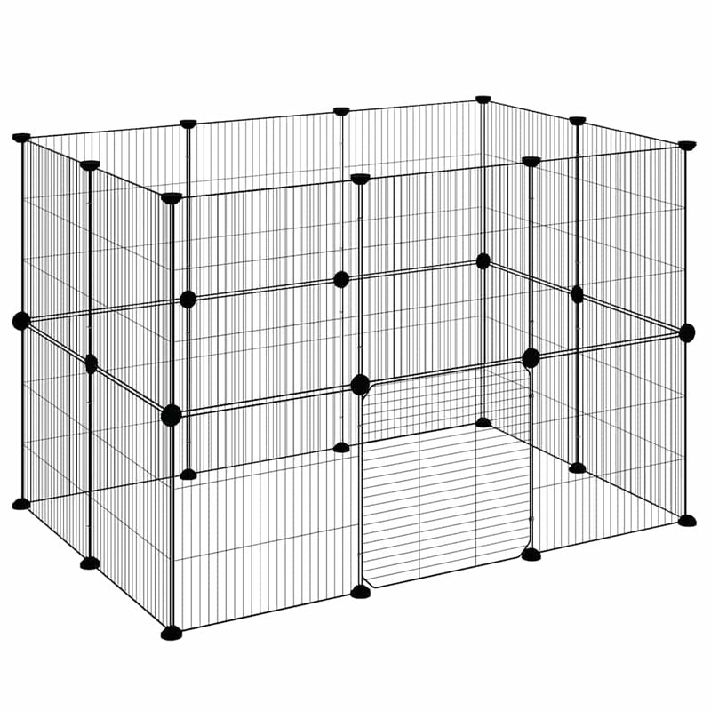 Cușcă animale de companie cu ușă 20 panouri negru 105x70x70 cm oțel