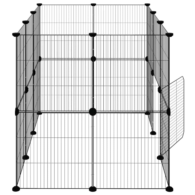 Cușcă animale de companie cu ușă 20 panouri negru 105x70x70 cm oțel