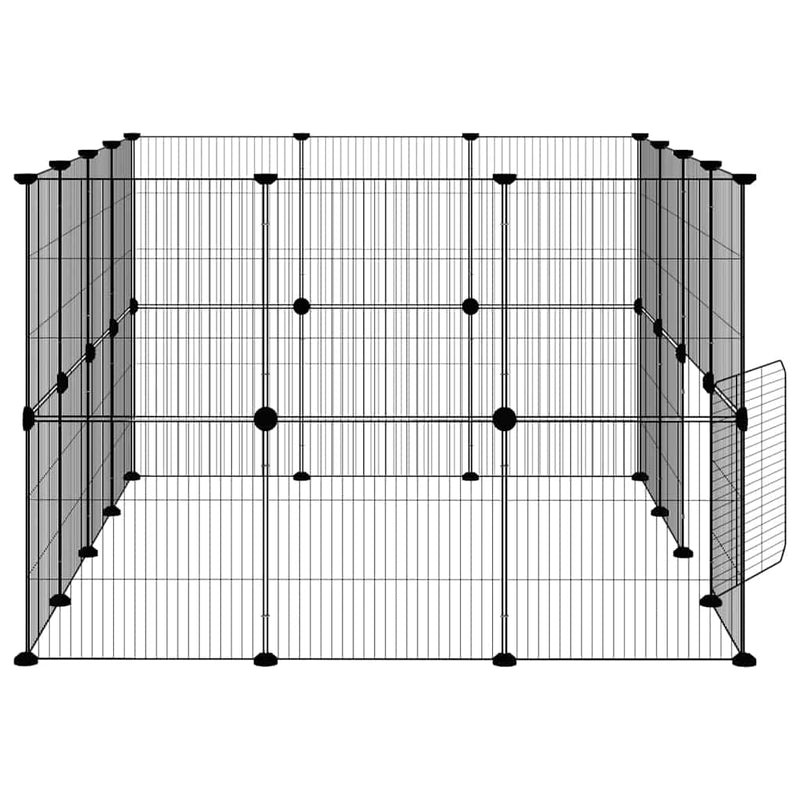 Cușcă animale de companie cu ușă 28 panouri negru 140x105x70 cm oțel