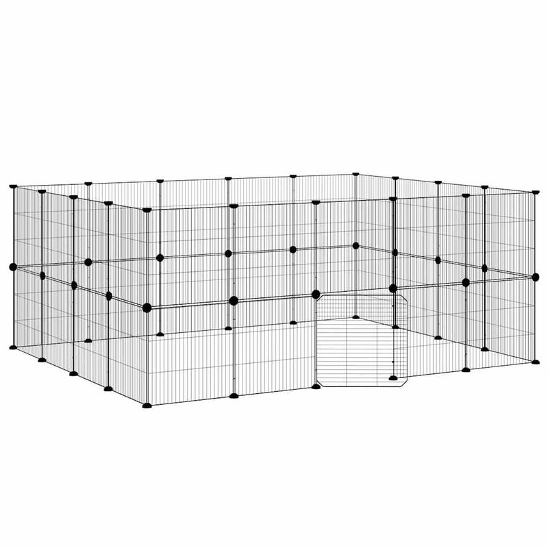 Cușcă animale de companie cu ușă 36 panouri negru 175x140x70 cm oțel
