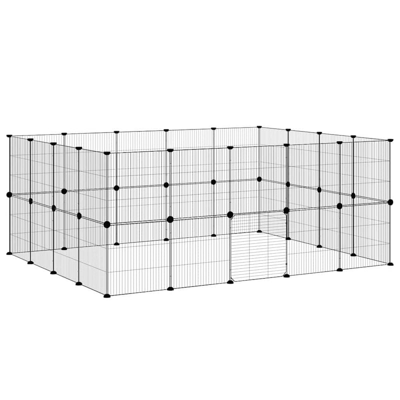 Cușcă animale de companie cu ușă 36 panouri negru 175x140x70 cm oțel
