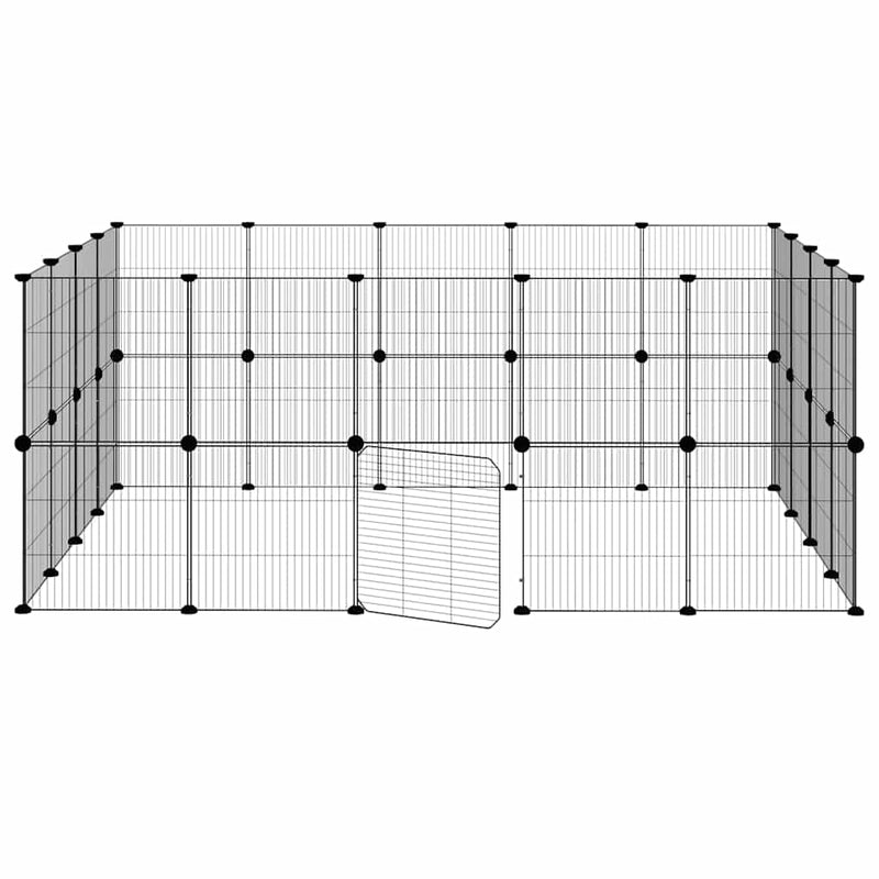 Cușcă animale de companie cu ușă 36 panouri negru 175x140x70 cm oțel