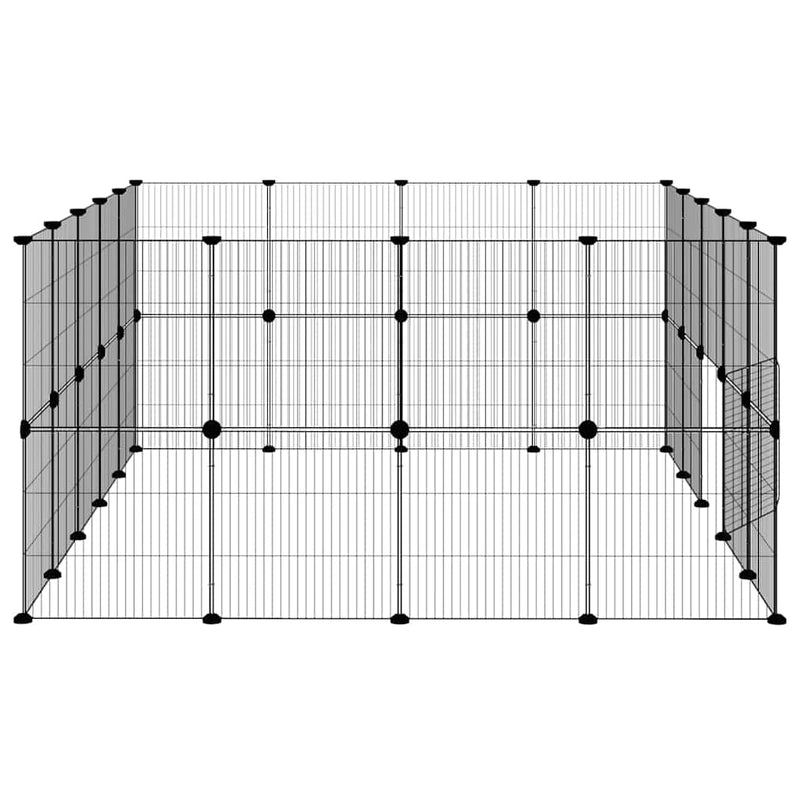 Cușcă animale de companie cu ușă 36 panouri negru 175x140x70 cm oțel