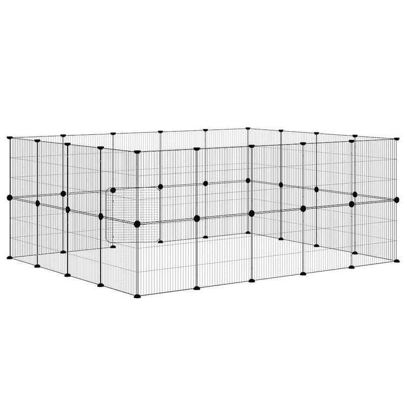 Cușcă animale de companie cu ușă 36 panouri negru 175x140x70 cm oțel