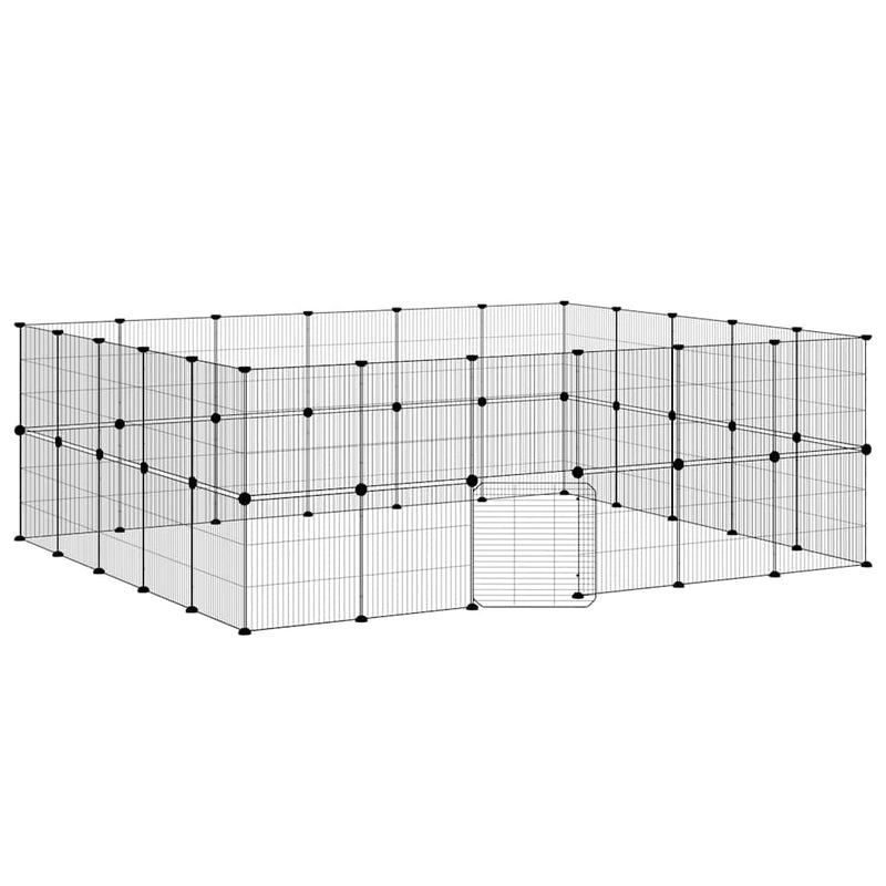Cușcă animale de companie cu ușă 44 panouri negru 210x175x70 cm oțel